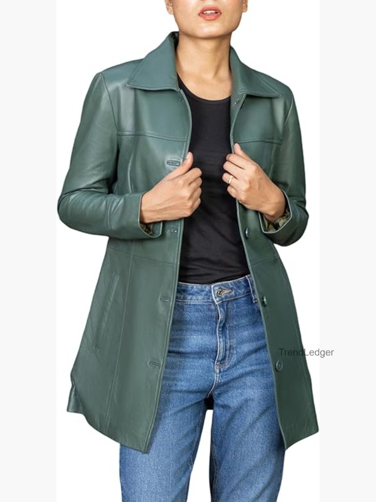 ¾ Length Blazer Overcoat Style Leather Coat Women